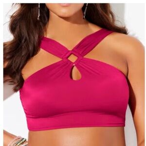 NWT High Neck Bikini Top Plus Size 14 Swimsuits For All Halter Longline